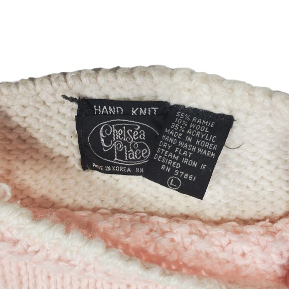 VTG Chelsea Place S/S Hand Knit Sweater Pastel Colorblock Abstract Wearable Art - Picture 3 of 6